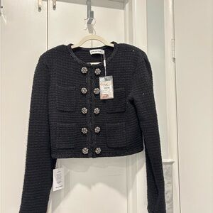 Self-Portrait Black Textured Blazer